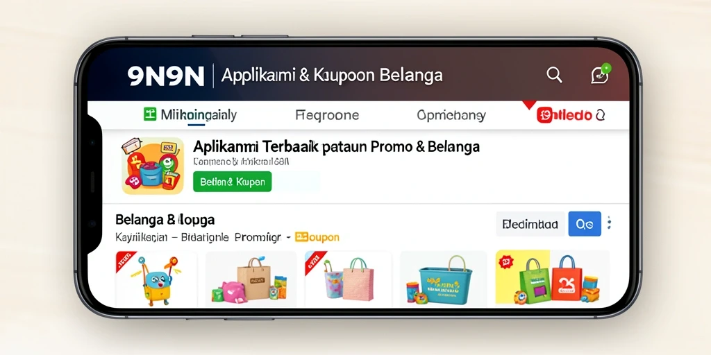 Tampilan antarmuka 9N9N untuk promo & kupon belanja.