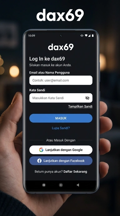 Tampilan halaman login dax69